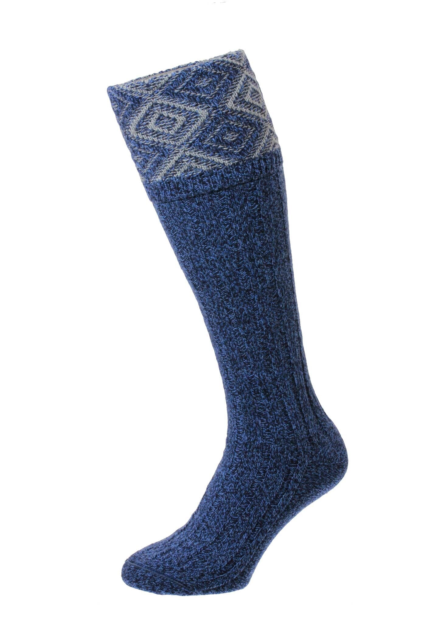 Duncliffe Diamond Shooting Socks - Socks - Denim - THREADPEPPER
