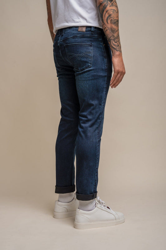 Elliot Navy Stretch Denim Jeans - Jeans - - THREADPEPPER