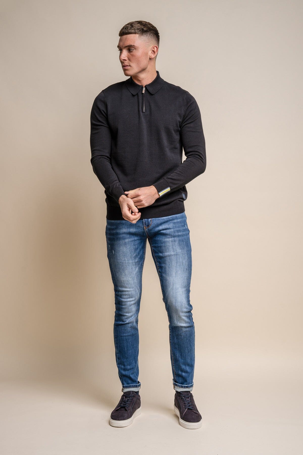 Falcao Black Quarter Zip Jumper - Jumpers - - THREADPEPPER