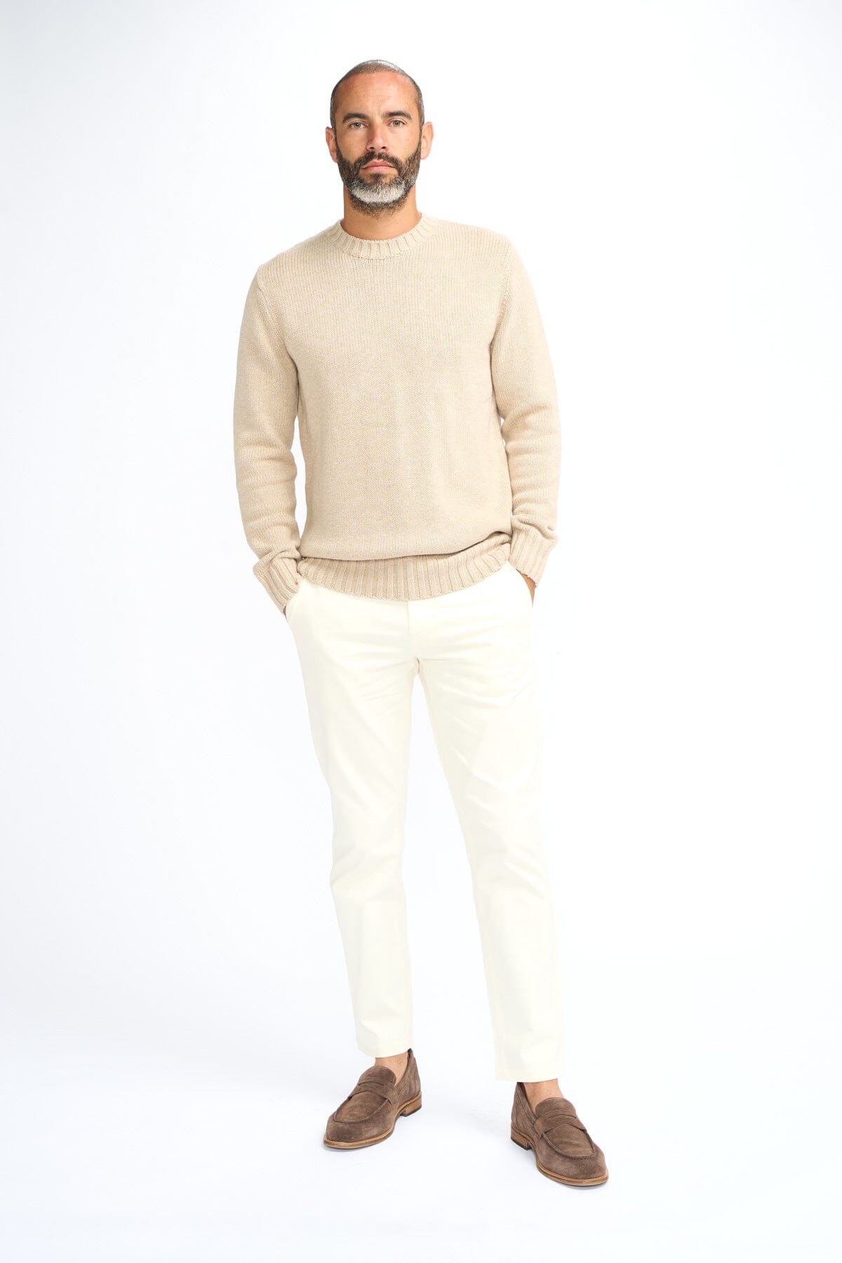 Farrel Ecru Crewneck Jumper - Jumpers -