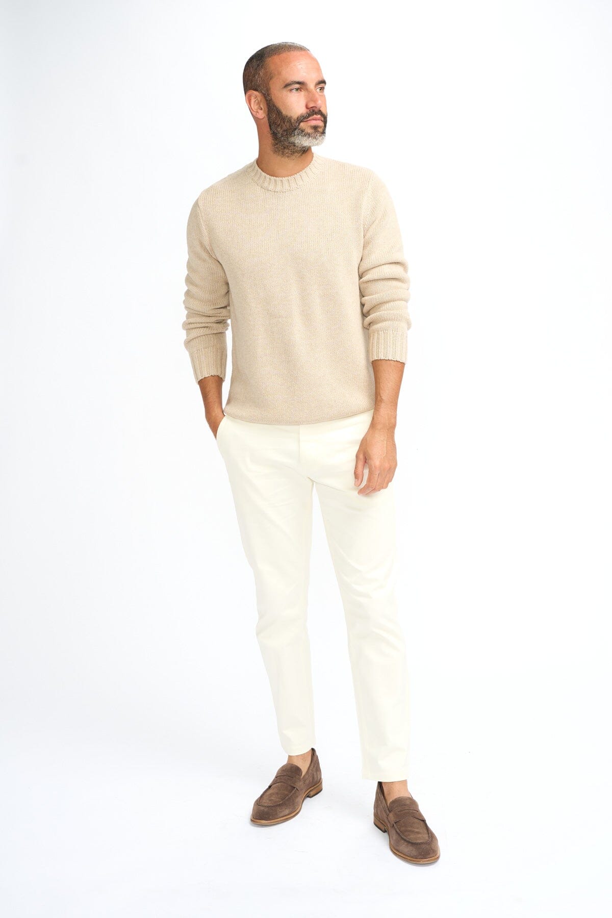 Farrel Ecru Crewneck Jumper - Jumpers -