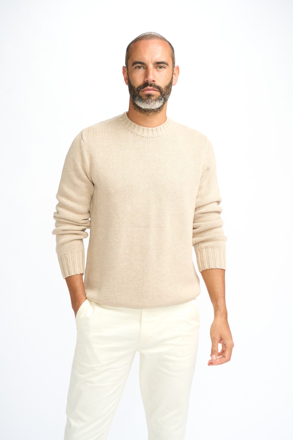 Farrel Ecru Crewneck Jumper - Jumpers -