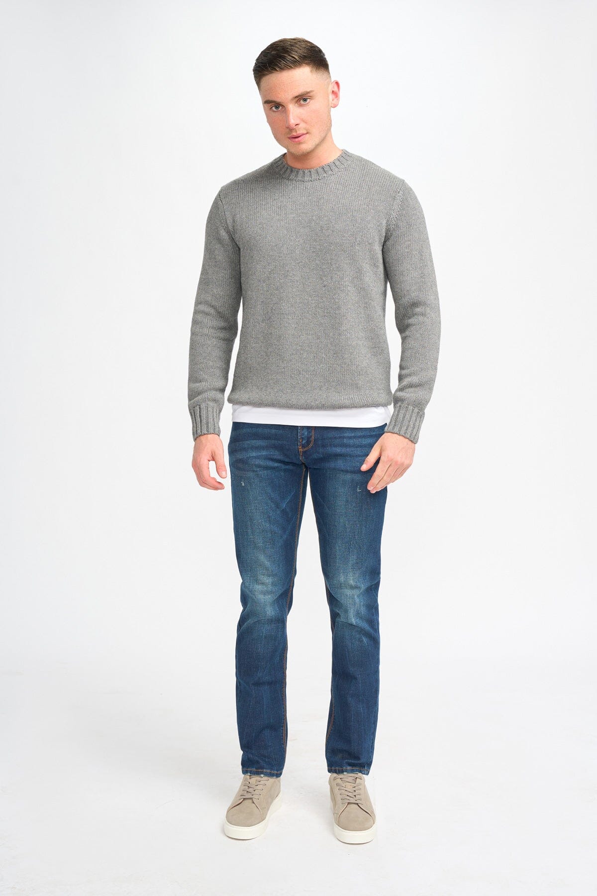 Farrel Grey Crewneck Jumper - Jumpers -