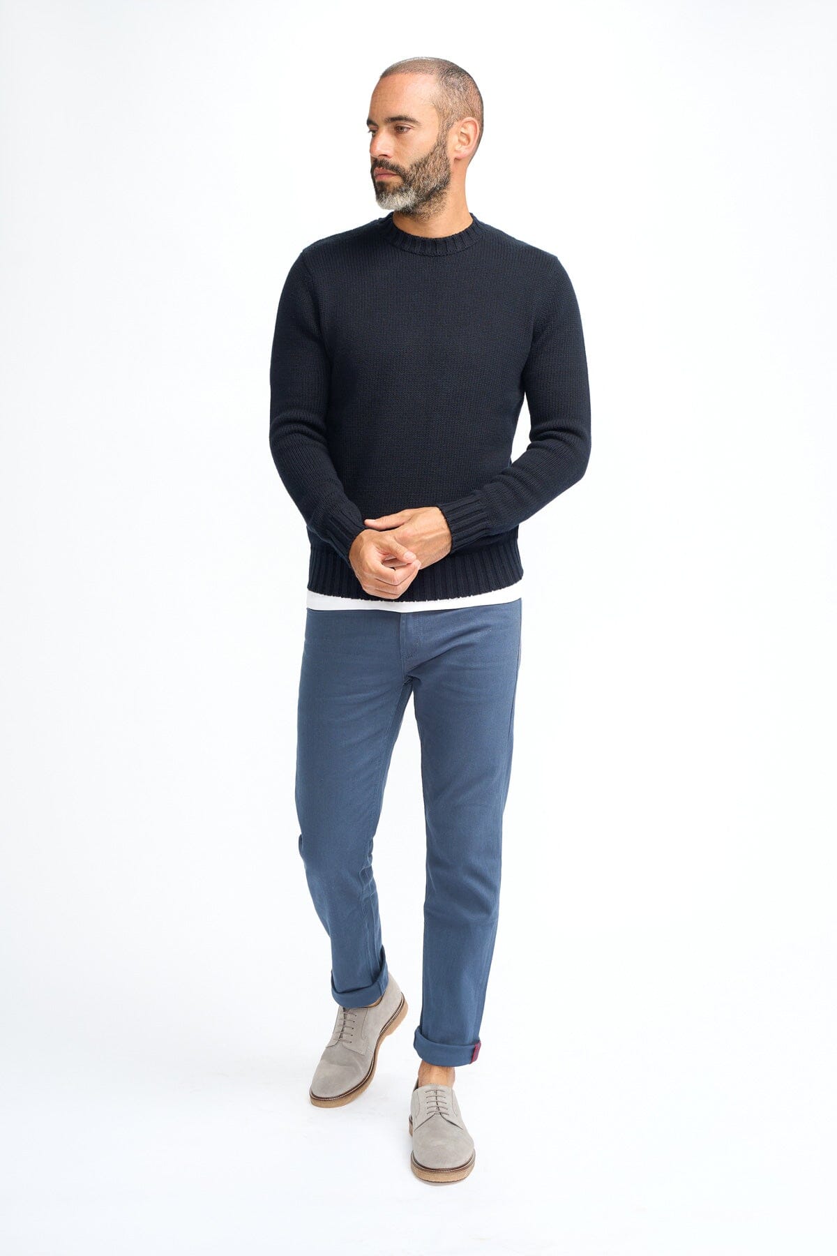 Farrel Navy Crewneck Jumper - Jumpers -