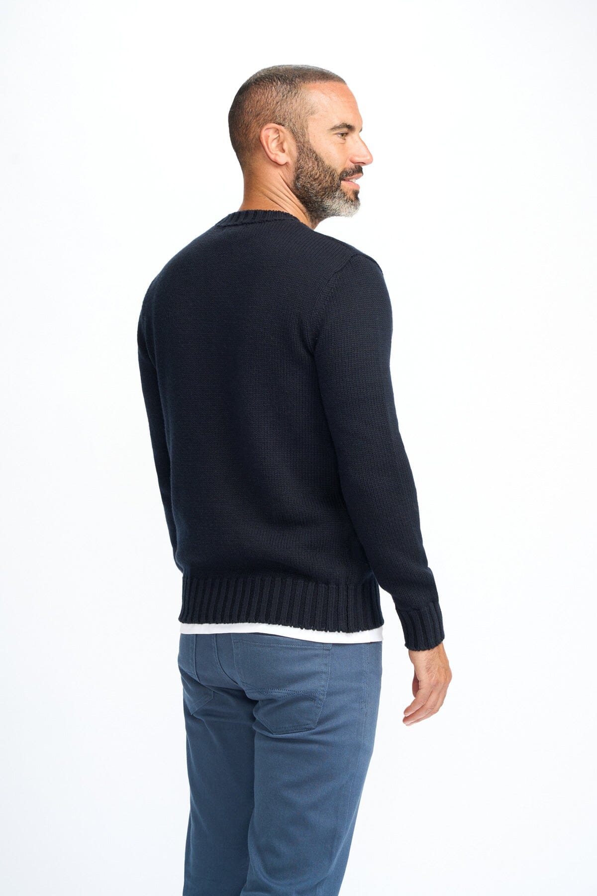 Farrel Navy Crewneck Jumper - Jumpers -