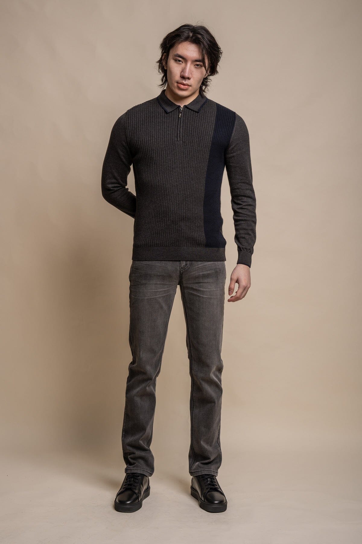 Fist Charcoal Long Sleeve Polo Shirt - Polo Shirts -