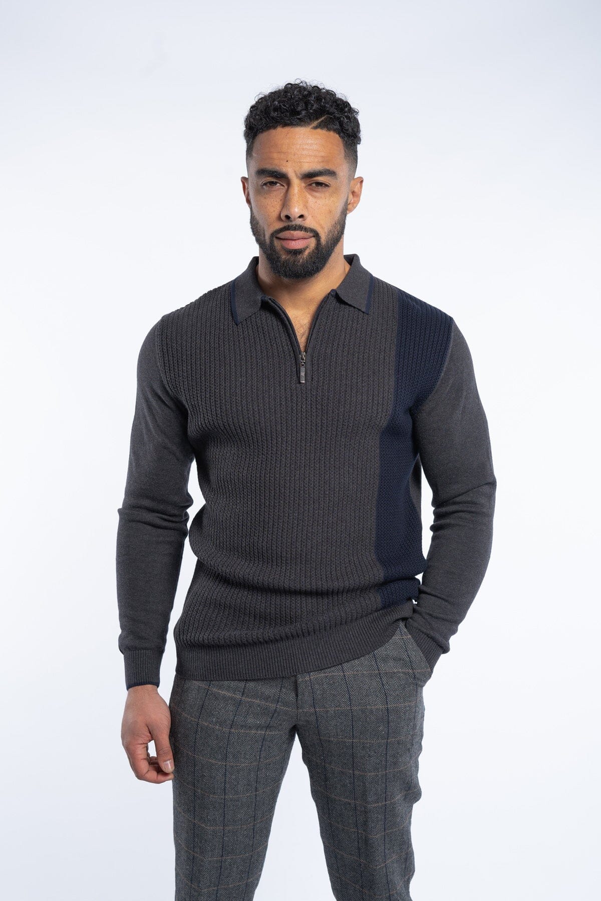 Fist Charcoal Long Sleeve Polo Shirt - Polo Shirts -