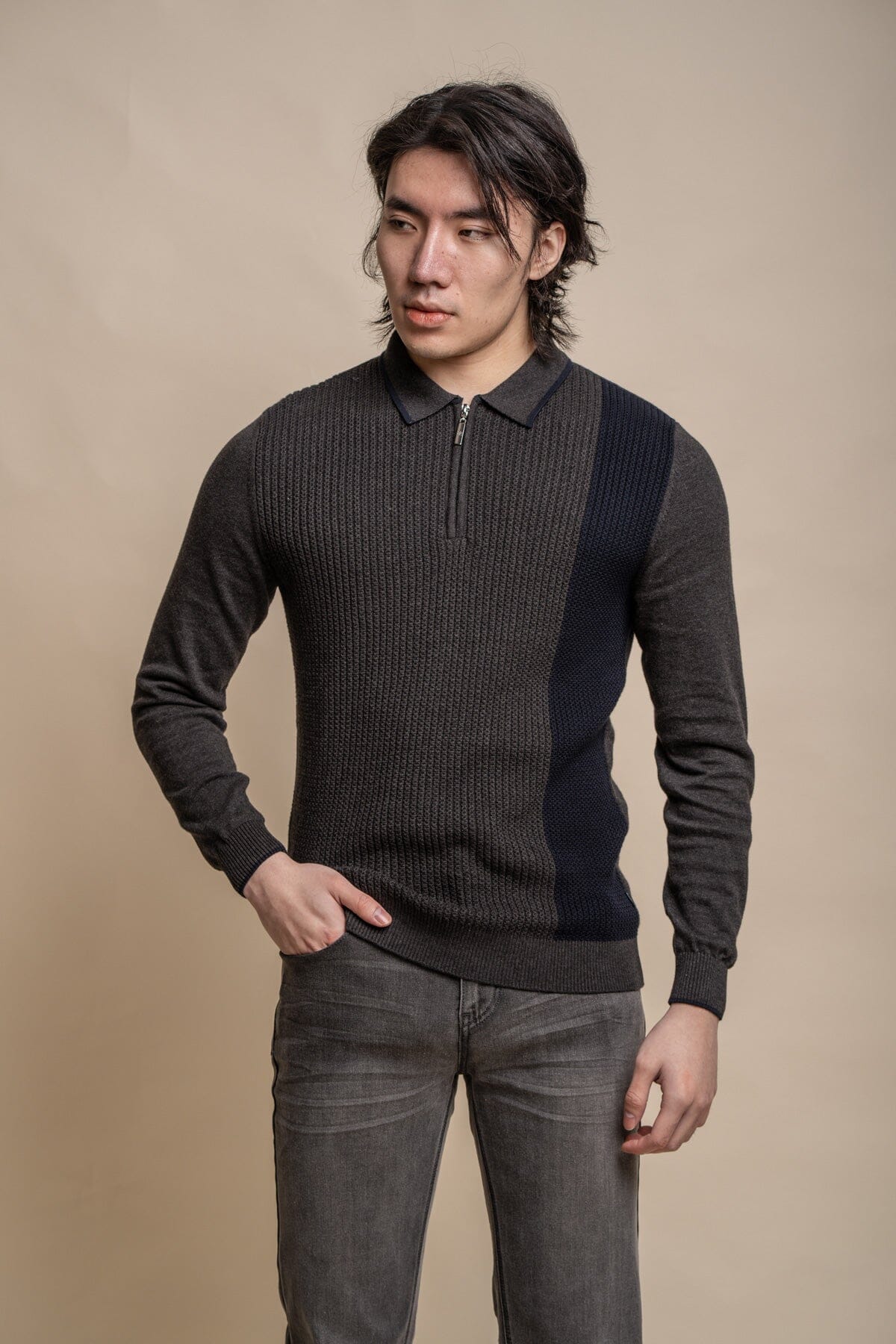 Fist Charcoal Long Sleeve Polo Shirt - Polo Shirts - S