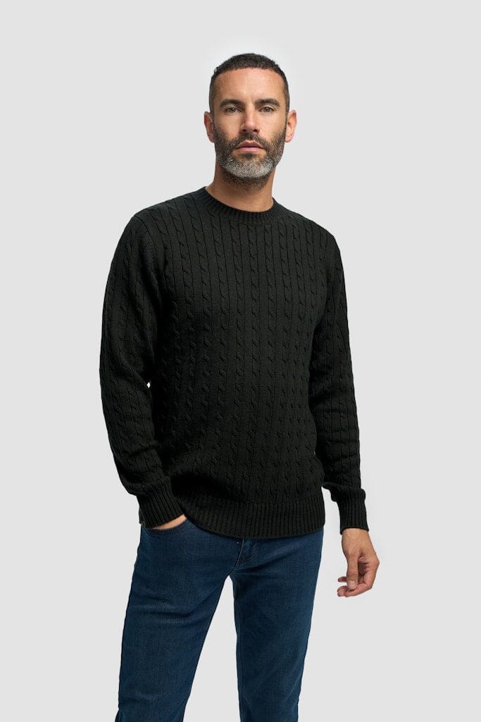 Foston Cable Crewneck Jumper - Jumpers - Bottle Green S