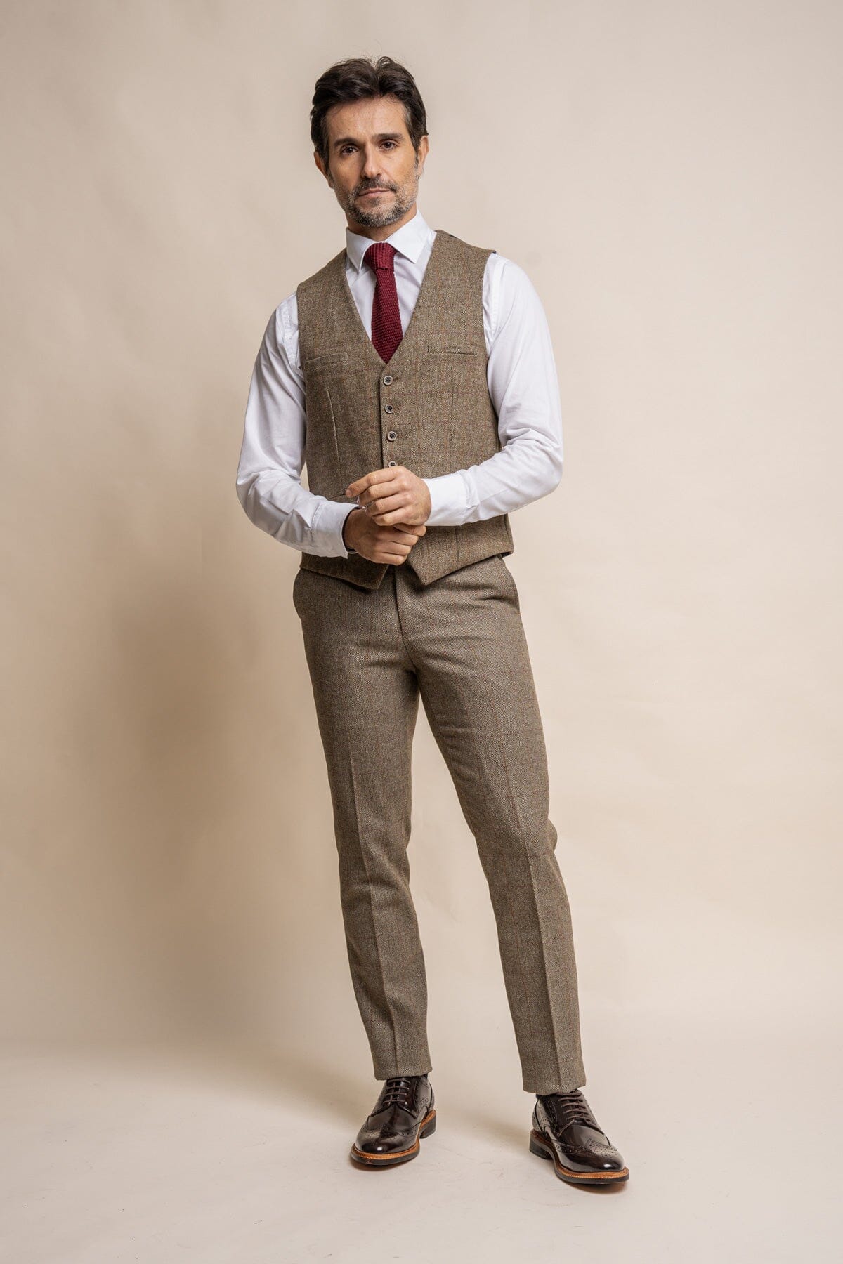 Gaston Sage Tweed Waistcoat - Waistcoats - 