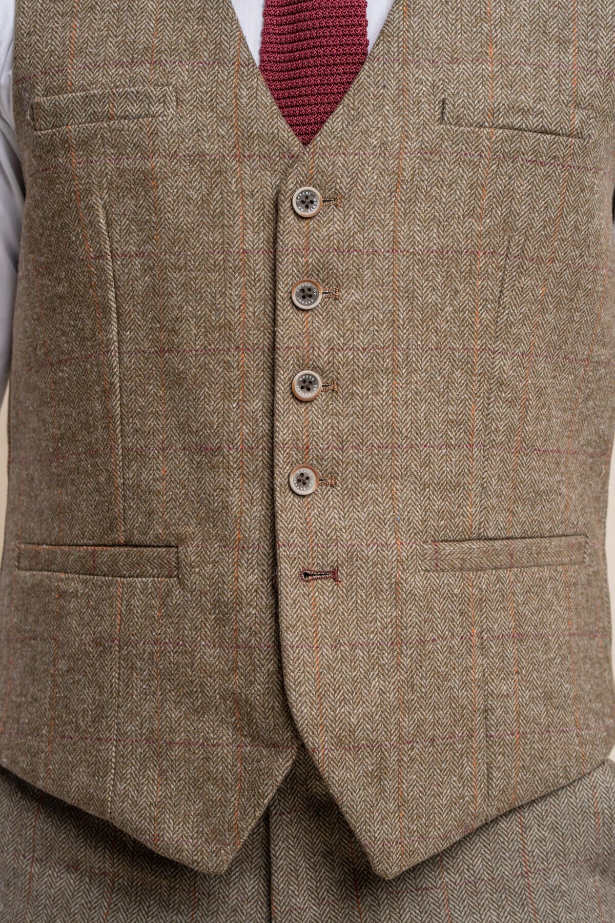 Gaston Sage Tweed Waistcoat - Waistcoats -