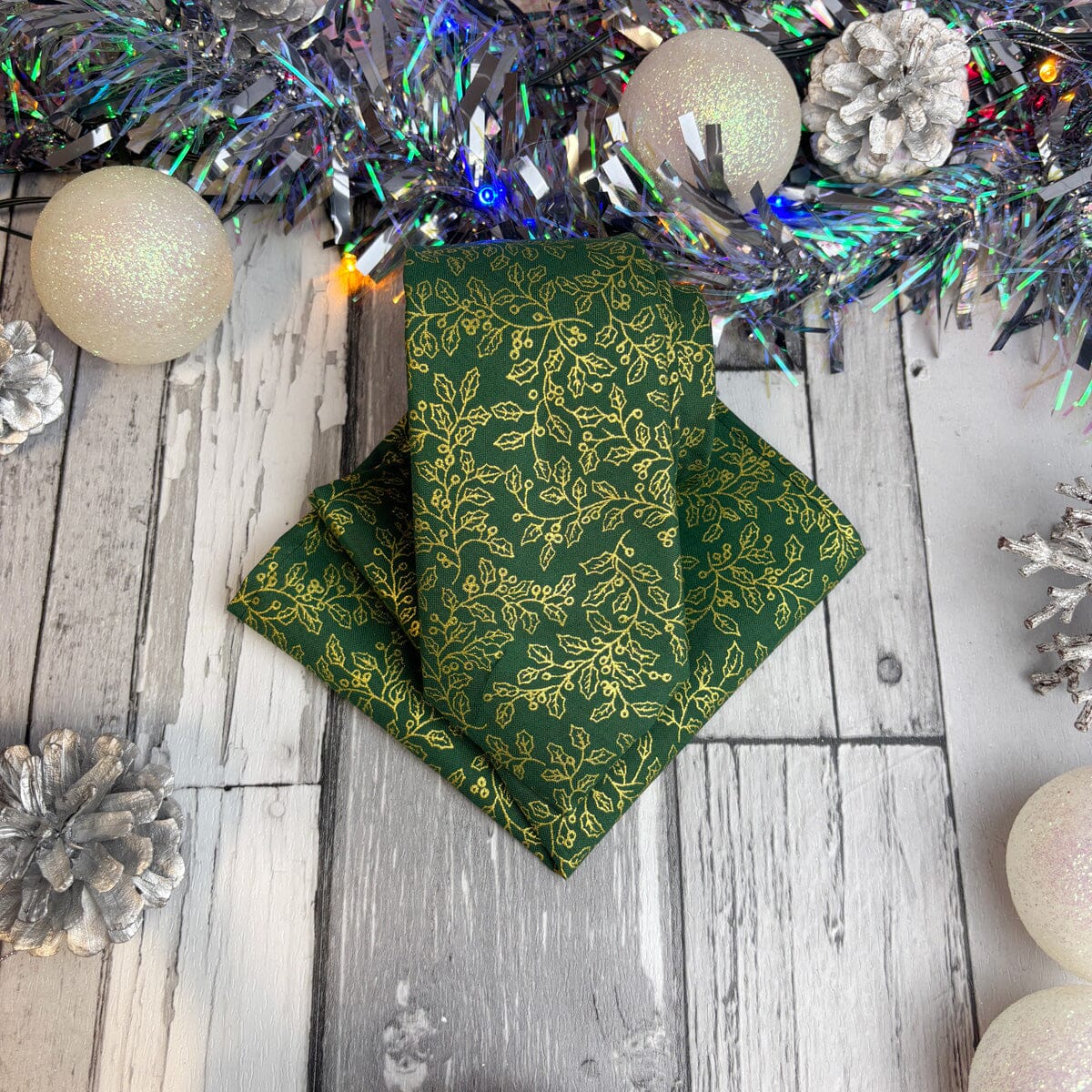Green & Gold Holly Berries Tie - Ties -
