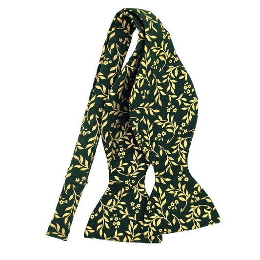 Green & Gold Leaves Bow Tie - Bow Ties -