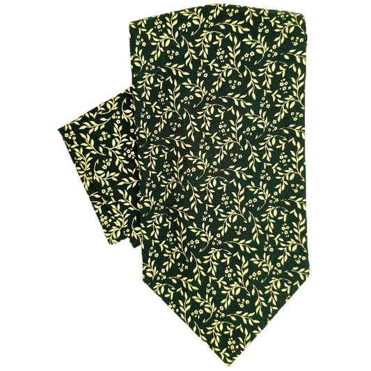 Green & Gold Leaves Cravat - Cravats -