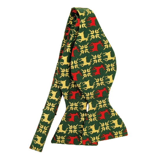 Green & Gold Reindeer Bow Tie - Bow Ties -