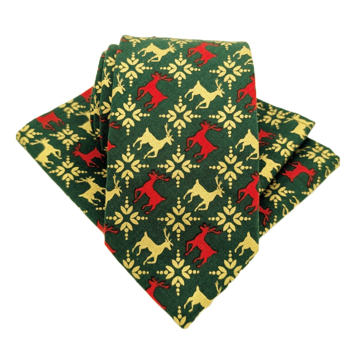 Green & Gold Reindeer Tie - Ties -