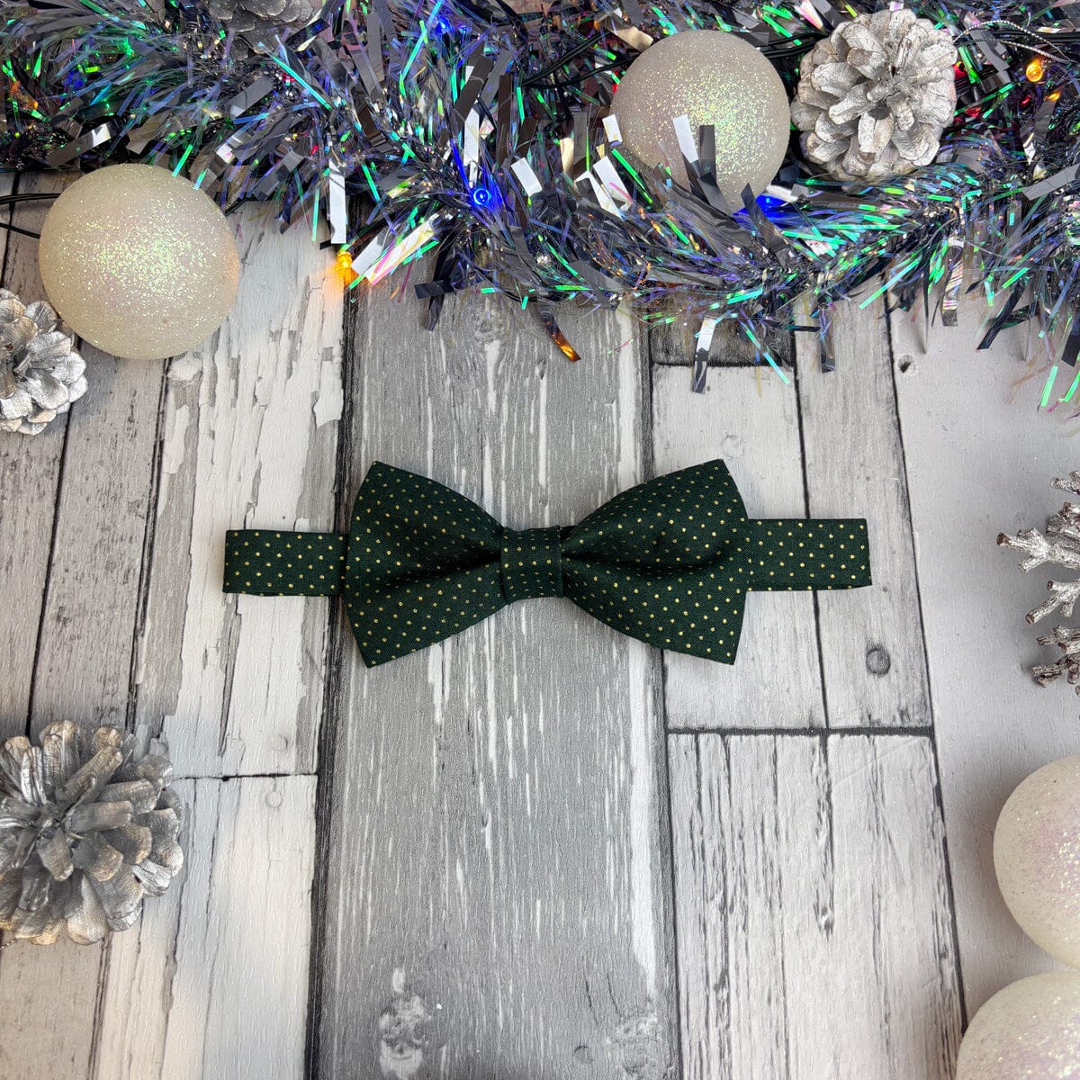 Green & Gold Spot Bow Tie - Bow Ties -