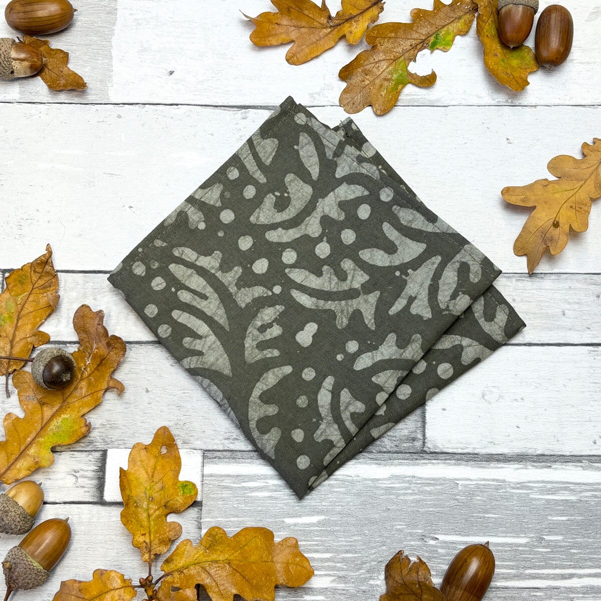 Grey Batik Hand-Dyed Cotton Pocket Square - Handkerchiefs -