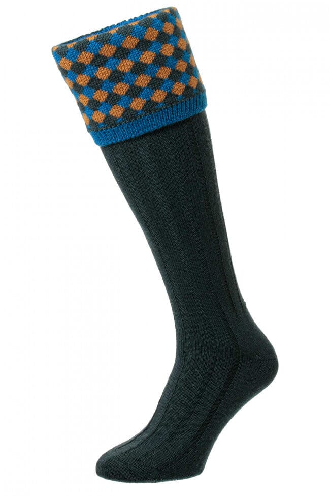 Hadleigh Diamond Harlequin Shooting Socks - Socks - Racing Green - THREADPEPPER