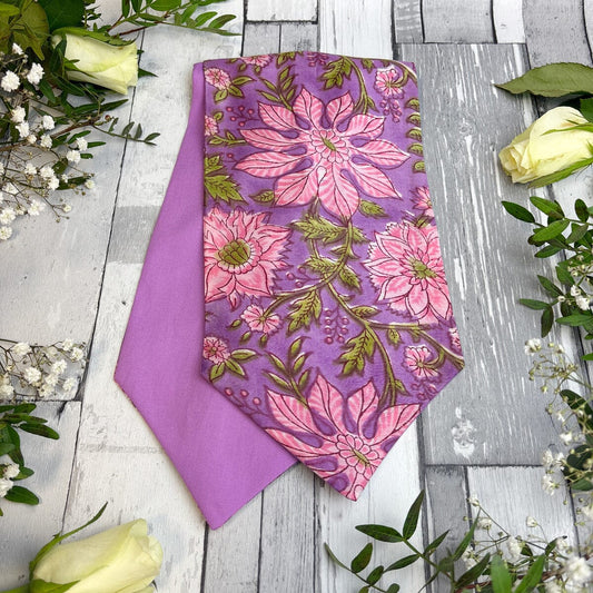 Hand-Printed Pink Floral Modal Silk Cravat - Cravats -
