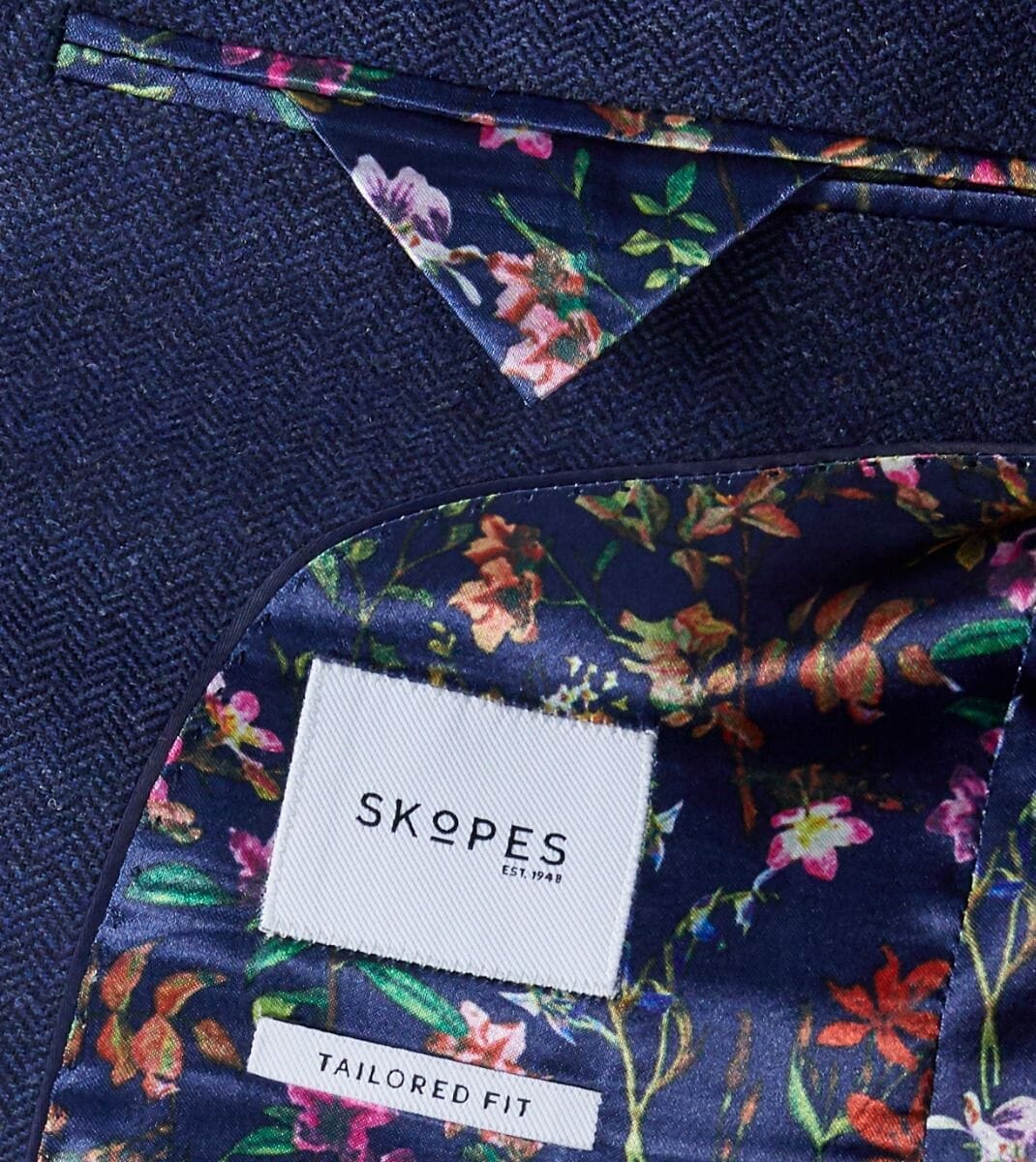 Jude Navy Herringbone 3 Piece Suit - Suits -