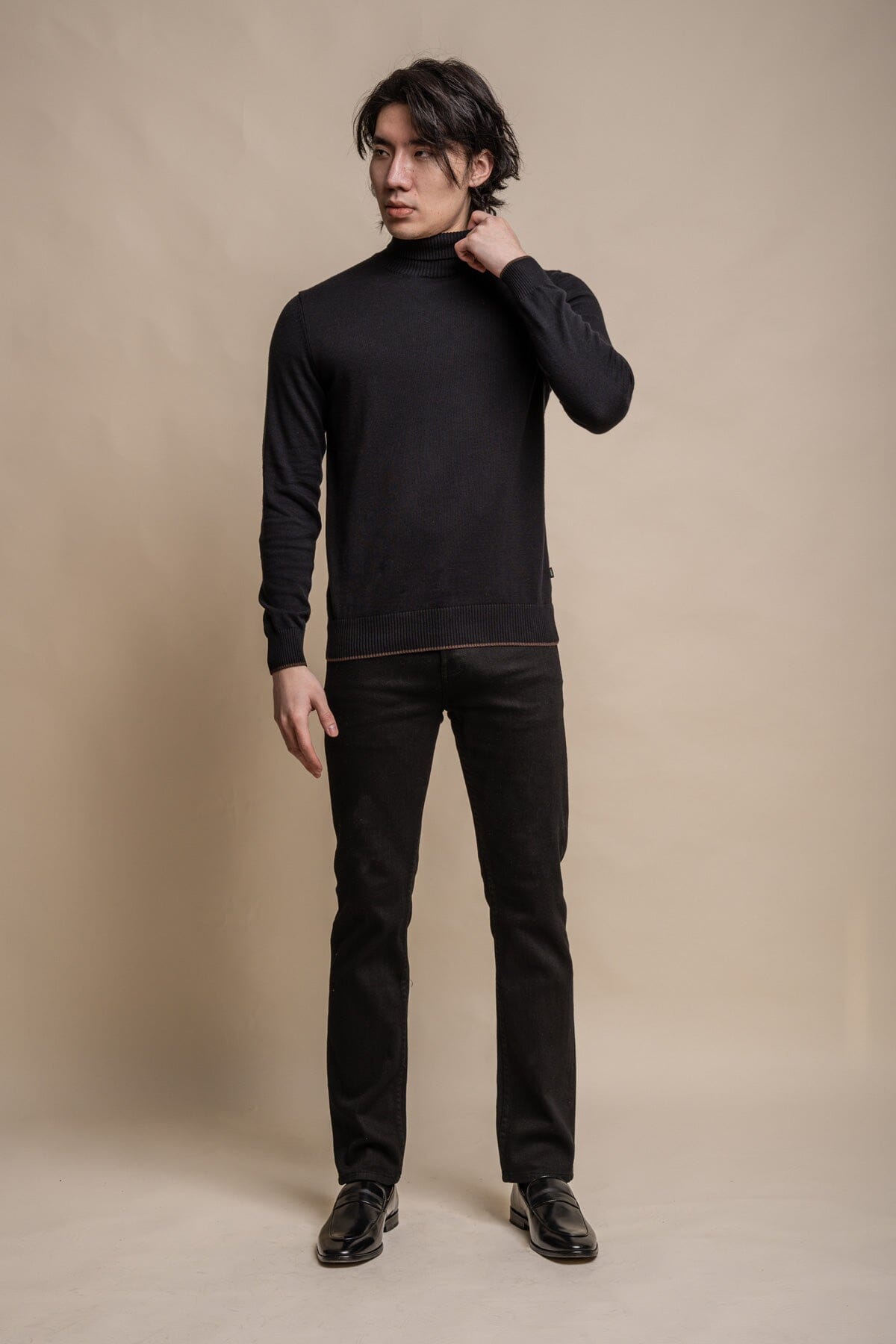 Karris Black Roll Neck Jumper - Jumpers - - THREADPEPPER