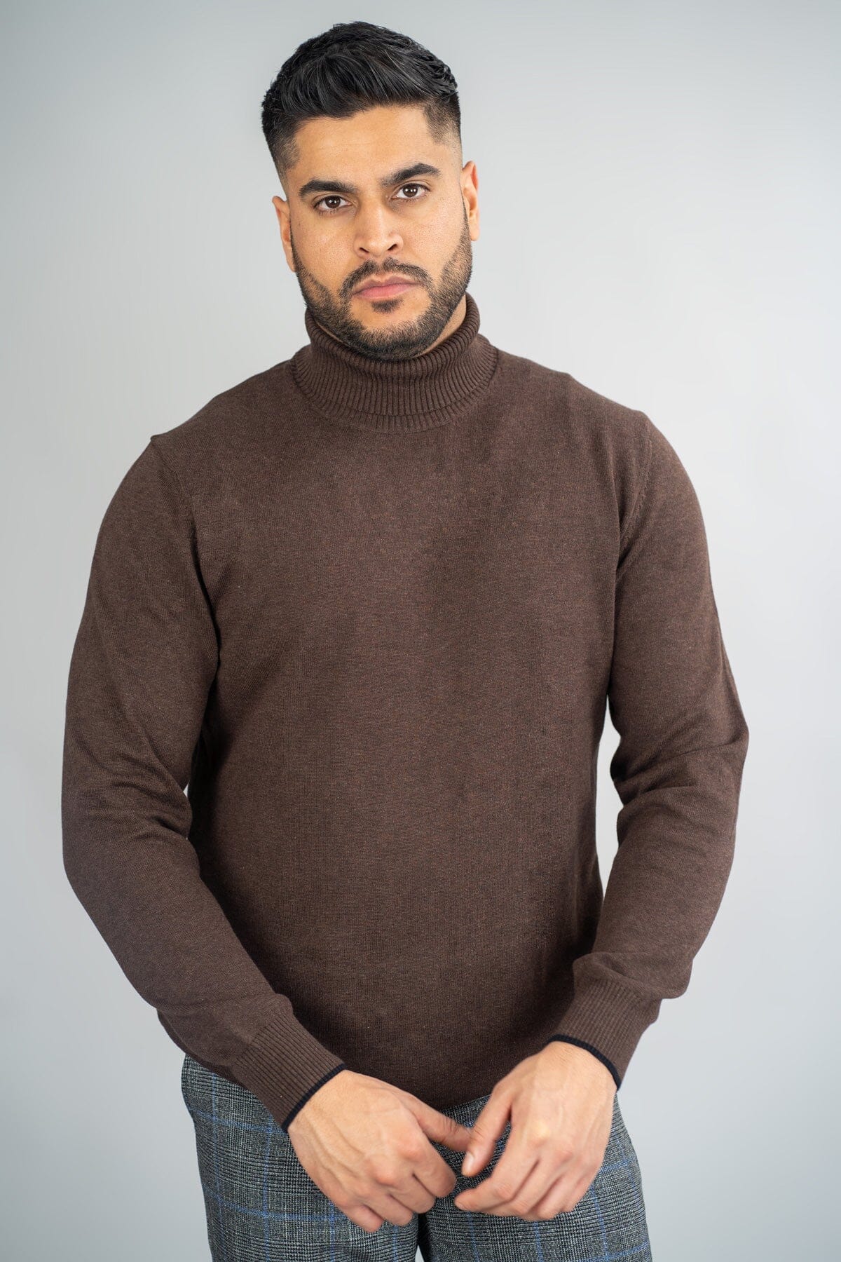 Karris Brown Roll Neck Jumper - Jumpers - - THREADPEPPER