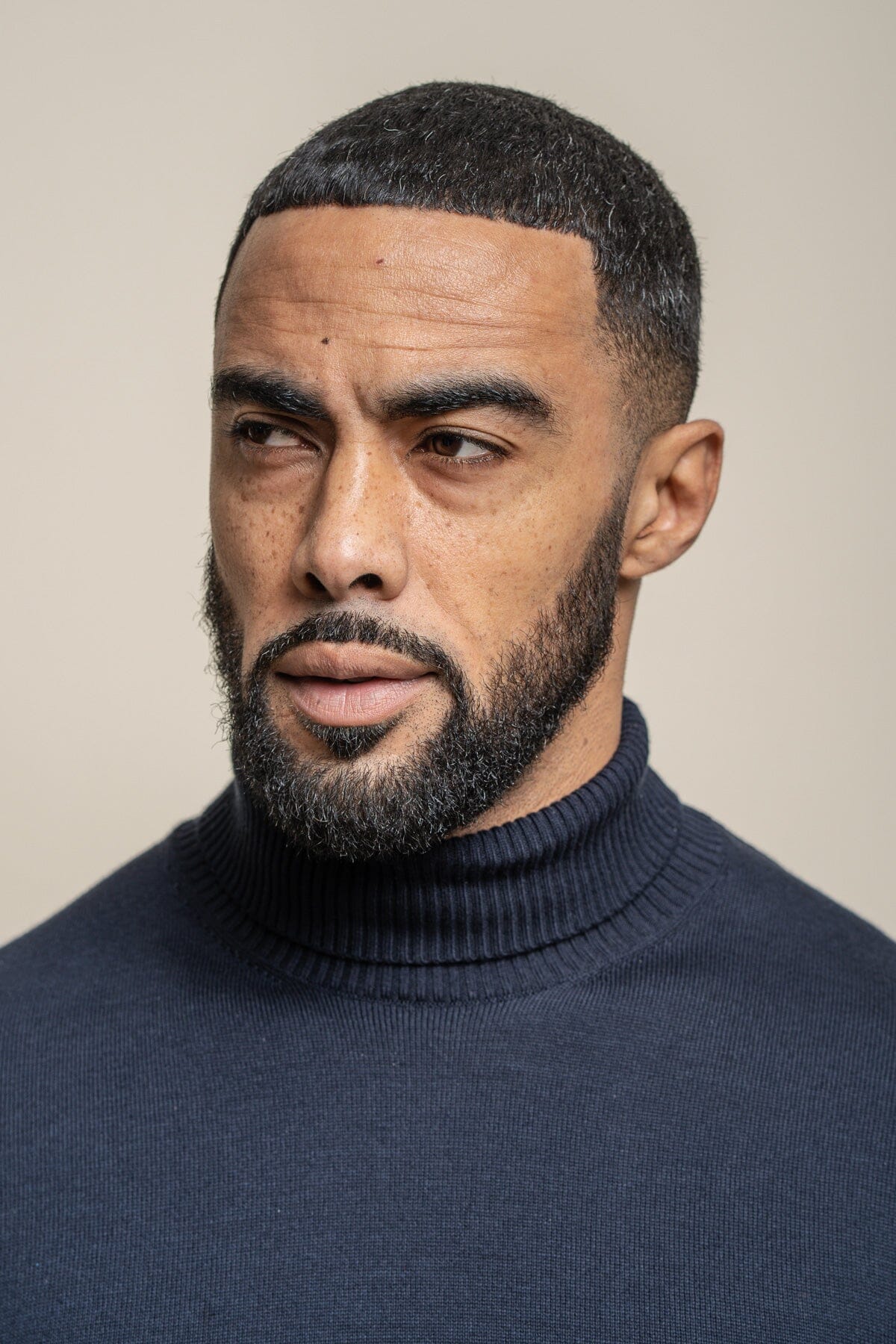 Karris Navy Roll Neck Jumper - Jumpers - - THREADPEPPER