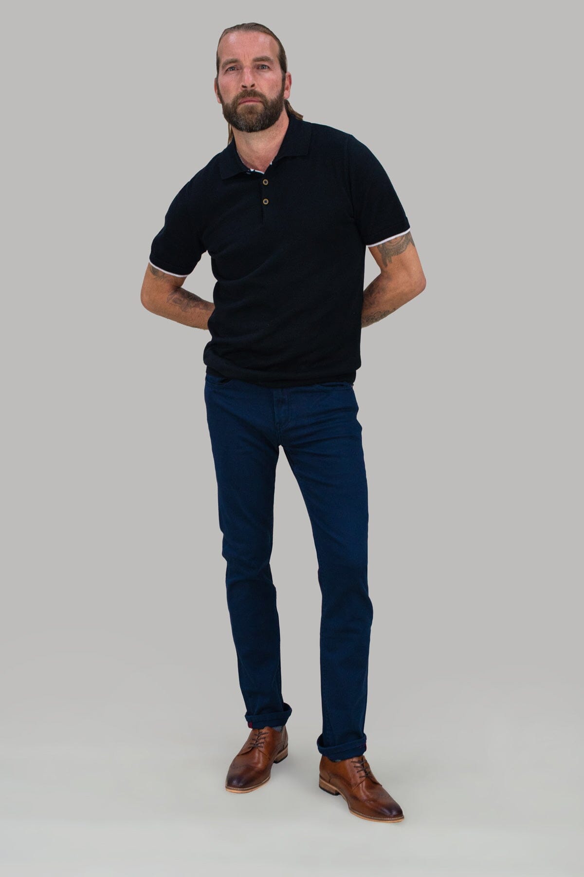 Milano Navy Stretch Denim Jeans - Jeans -