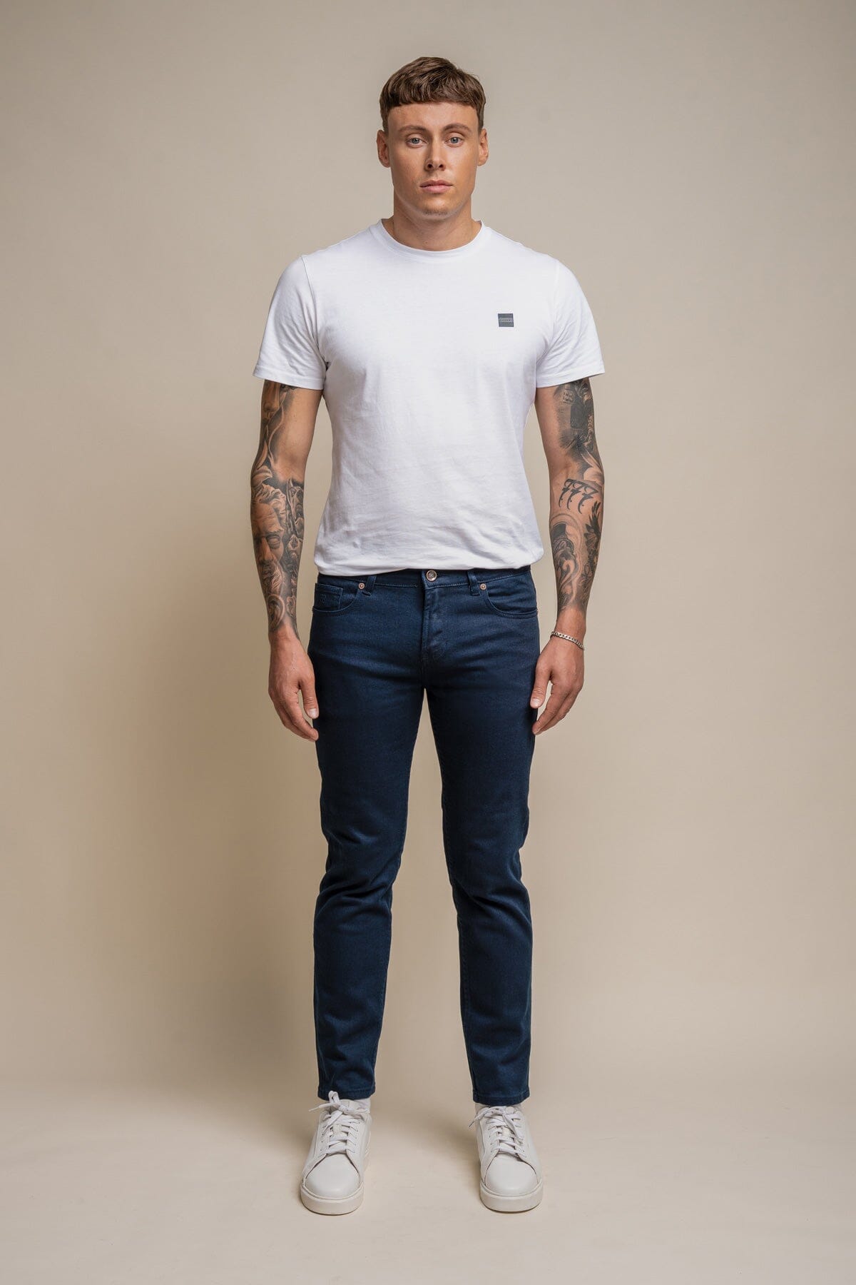 Milano Navy Stretch Denim Jeans - Jeans -
