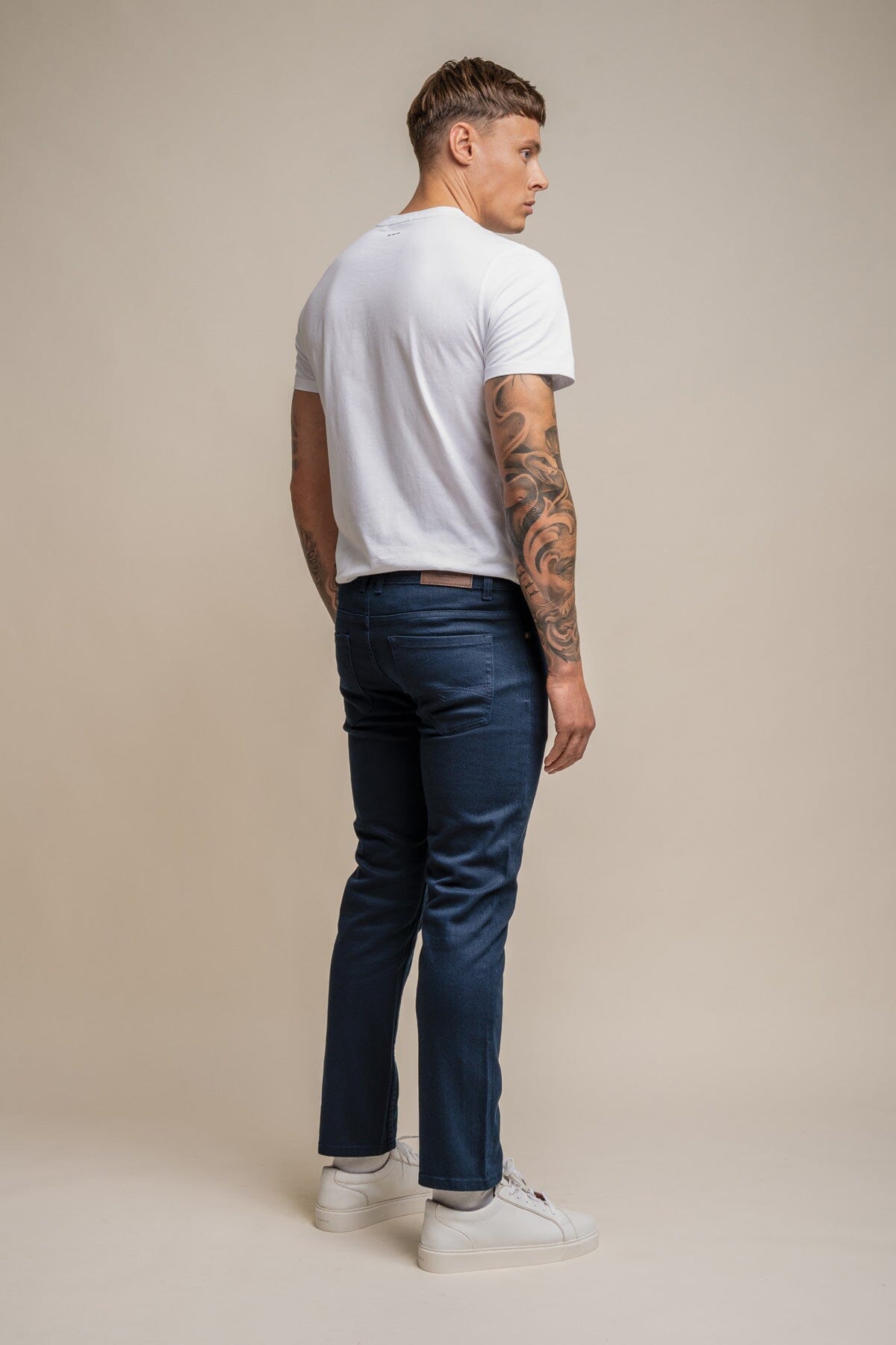 Milano Navy Stretch Denim Jeans - Jeans -