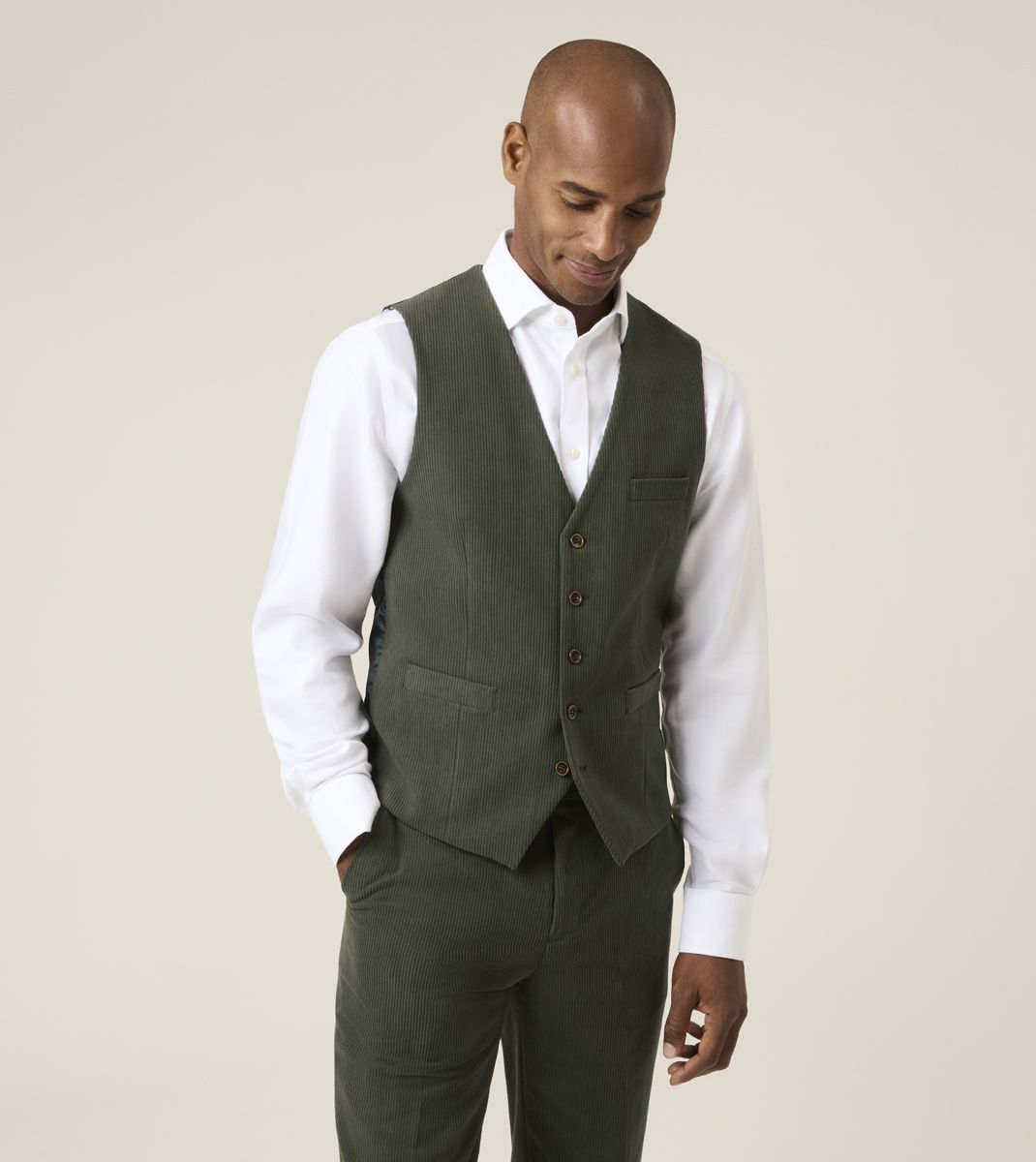 Dorsey Moss Green Corduroy Waistcoat