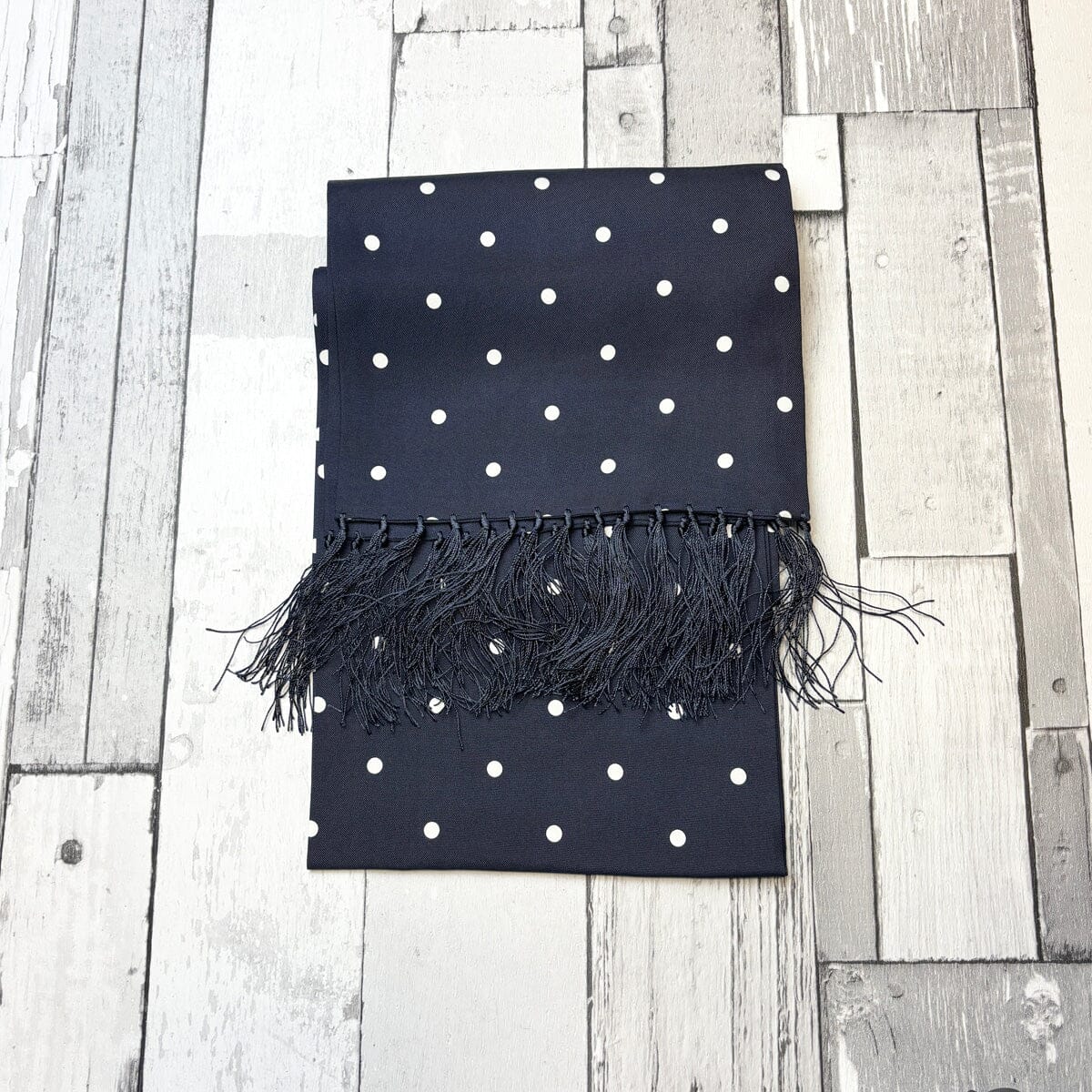 Navy Dot Silk Scarf - Scarves -