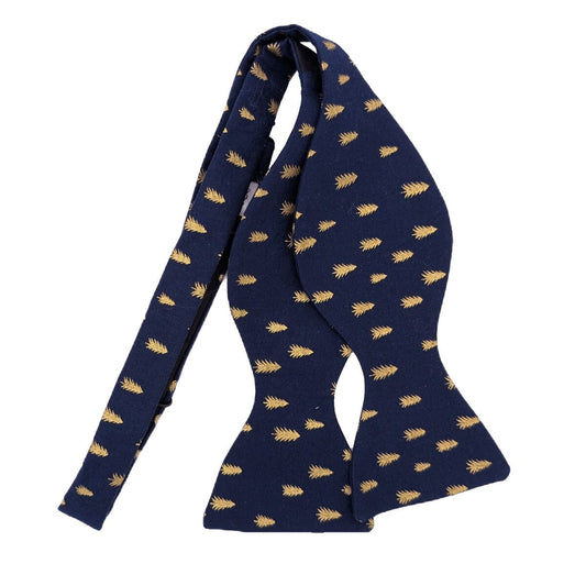 Navy & Gold Christmas Trees Bow Tie - Bow Ties - Self-Tie