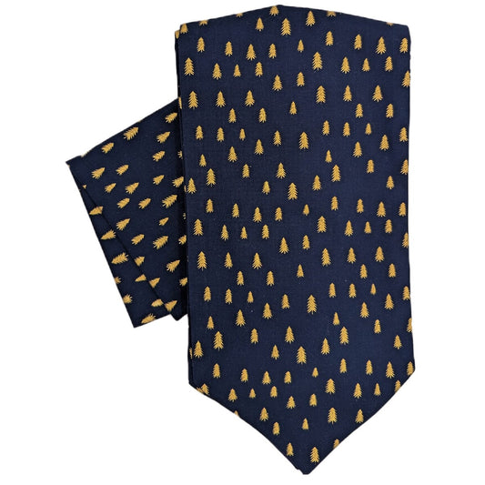 Navy & Gold Christmas Trees Cravat - Cravats -