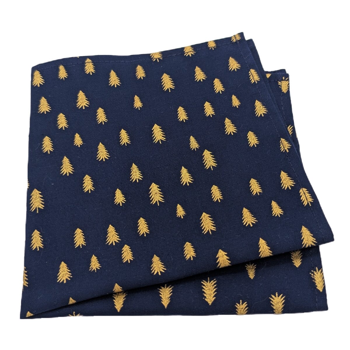 Navy & Gold Christmas Trees Pocket Square - Handkerchiefs -