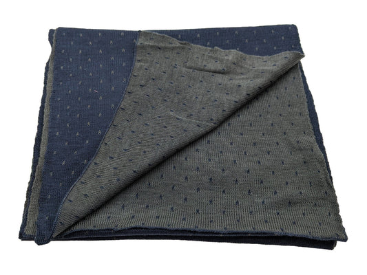 Navy & Grey Reversible Spot Scarf - Scarves - - THREADPEPPER