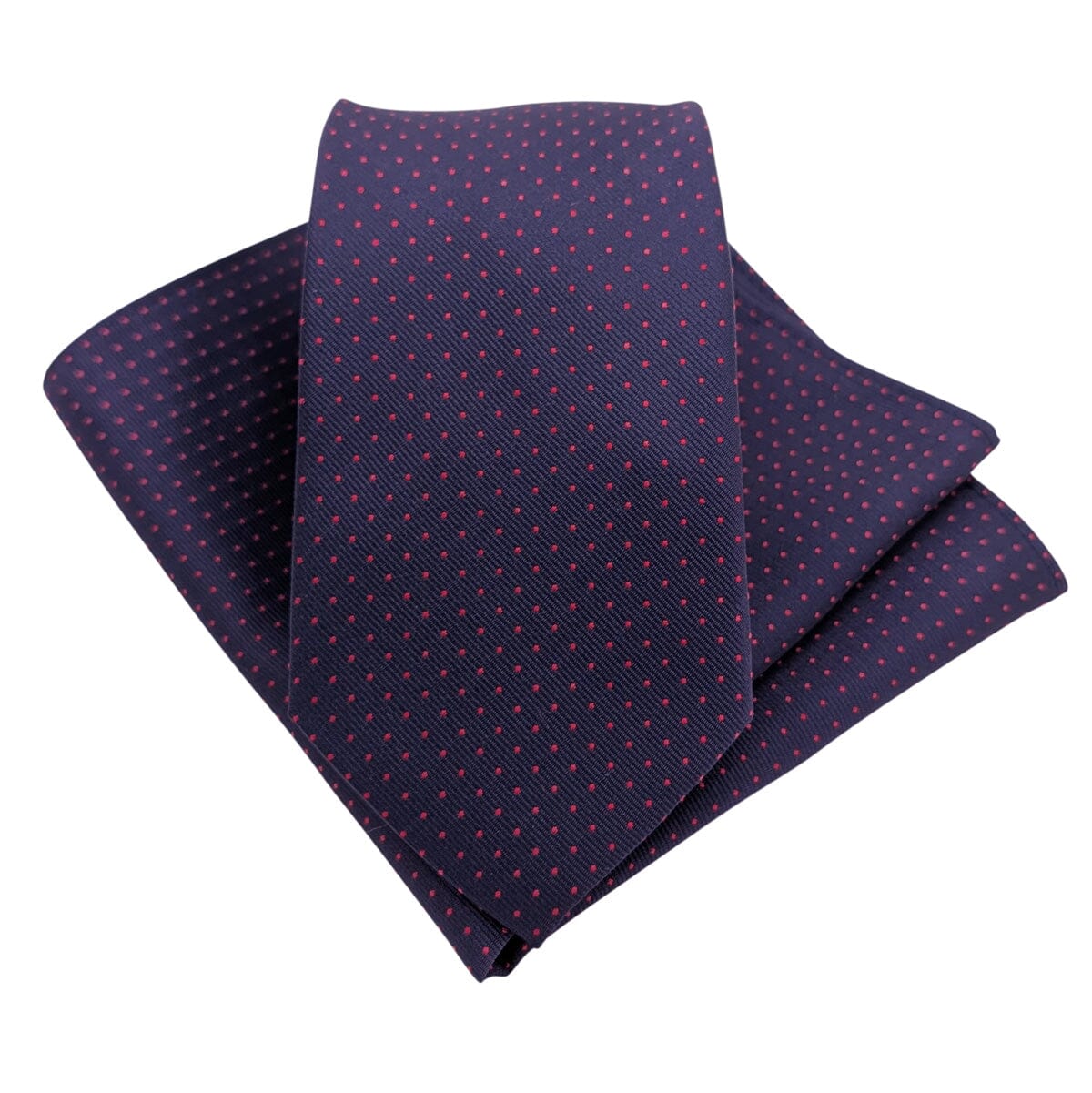 Navy & Red Pin Dots Pocket Square - Wedding Pocket Square -