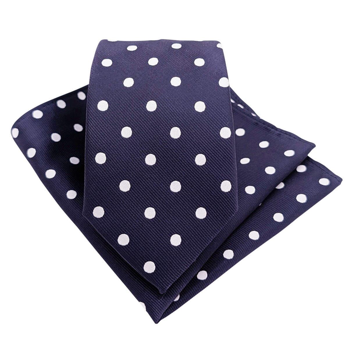 Navy & White Spot Pocket Square - Wedding Pocket Square -