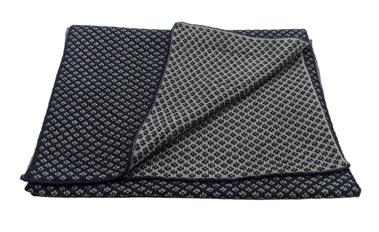 Neat Knit Navy & Grey Reversible Scarf - Scarves - - THREADPEPPER