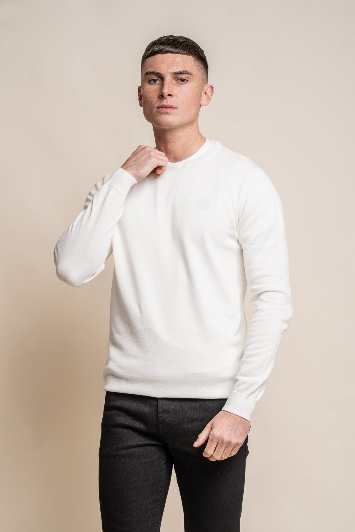 New Ecru Crewneck Jumper - Jumpers - - THREADPEPPER
