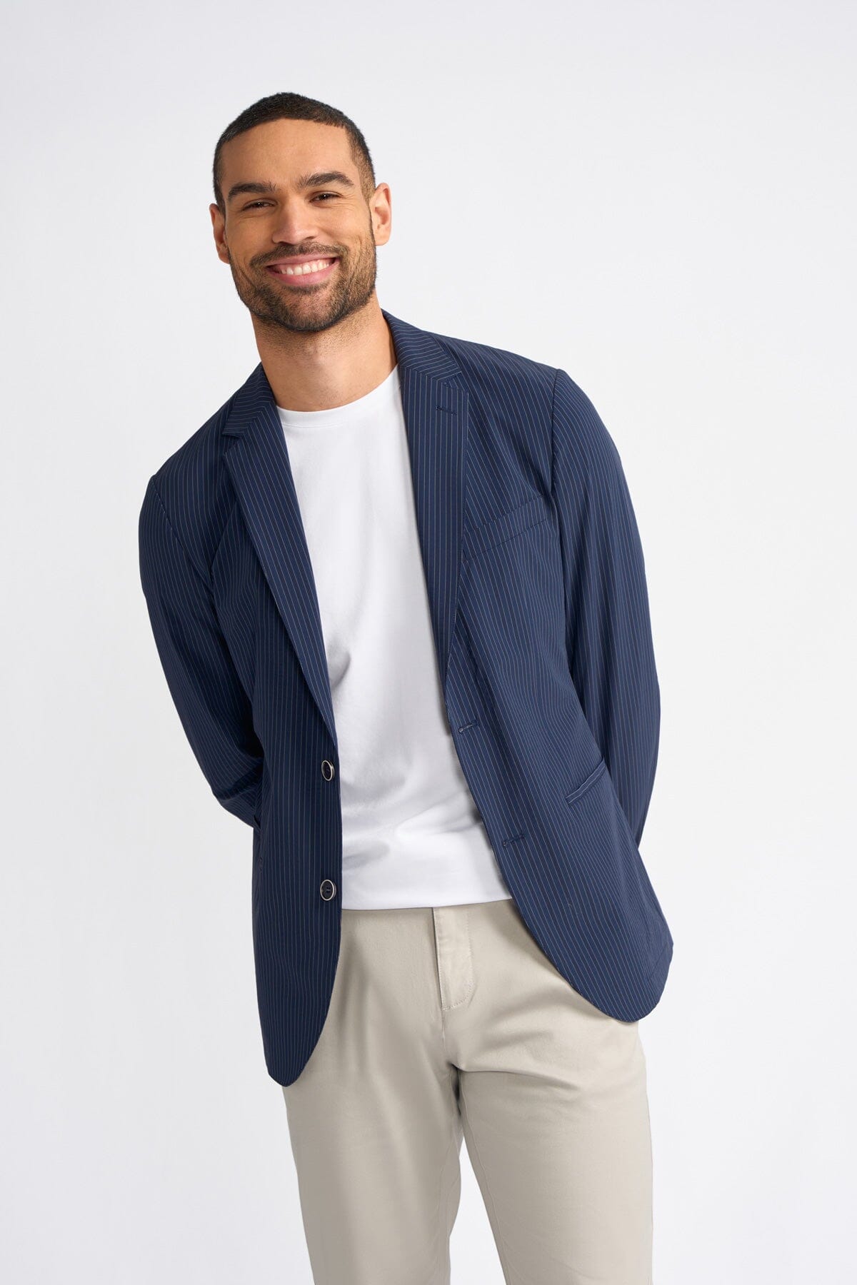 Odense Navy Pinstripe Blazer - Blazers & Jackets - 34R