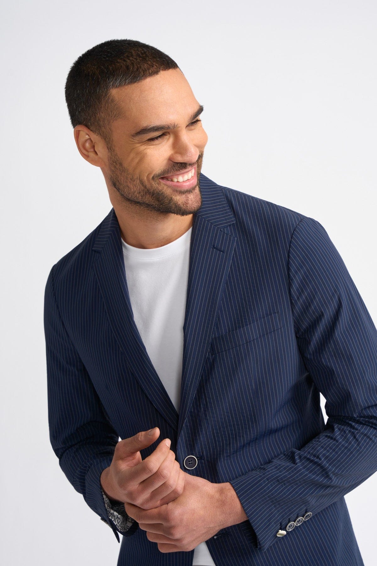 Odense Navy Pinstripe Blazer - Blazers & Jackets -