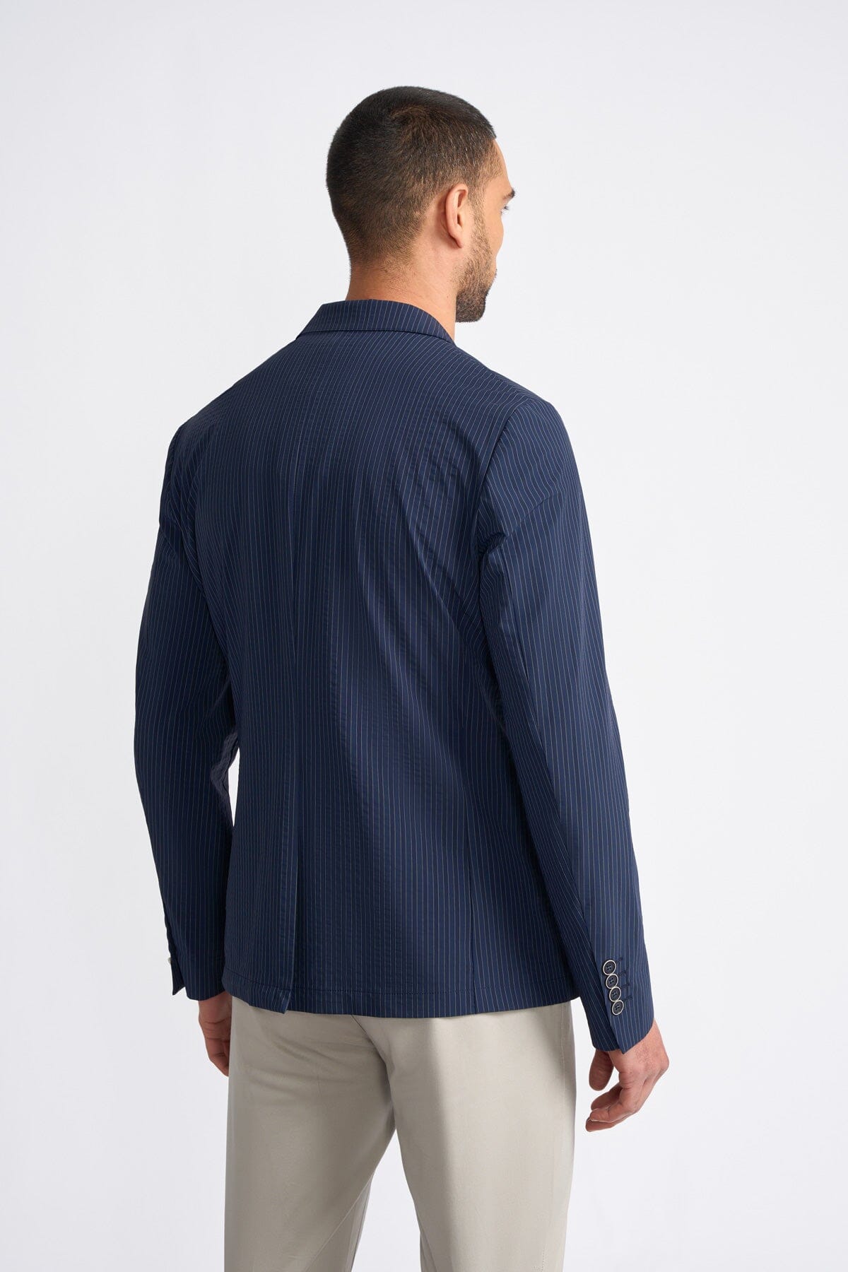 Odense Navy Pinstripe Blazer - Blazers & Jackets -