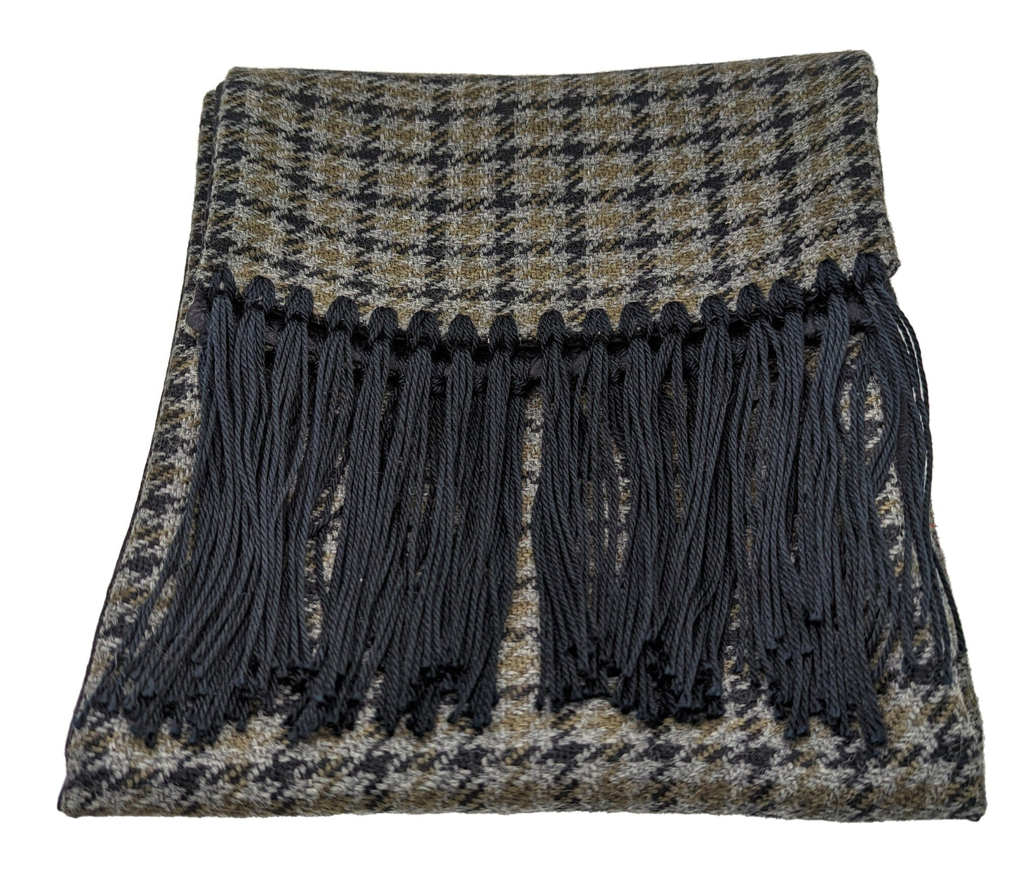Olive-Check Wool Backed Silk Scarf - Scarves - - THREADPEPPER