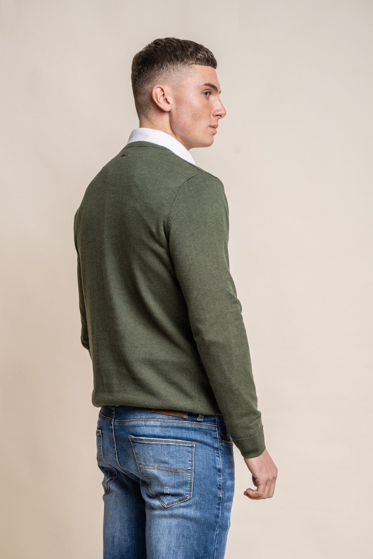 Olive Green Crewneck Jumper - Jumpers - - THREADPEPPER