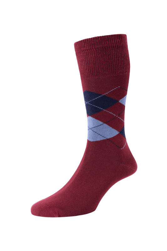 Organic Cotton Argyle Socks - Socks - Burgundy