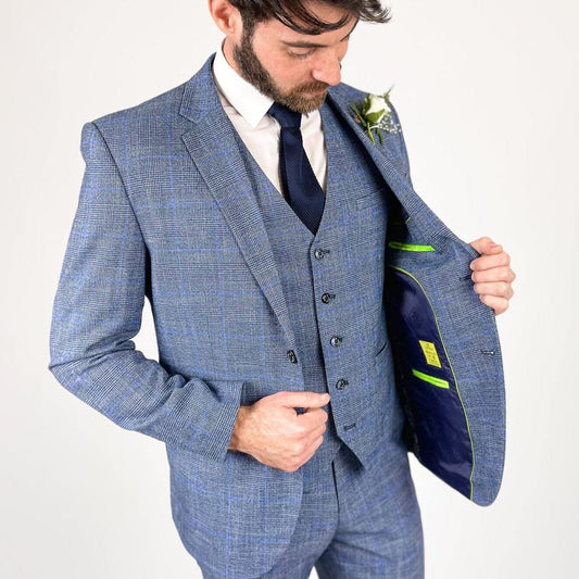 Prince of Wales Blue Check Jacket - STOCK CLEARANCE - Blazers & Jackets Sale - 40R 