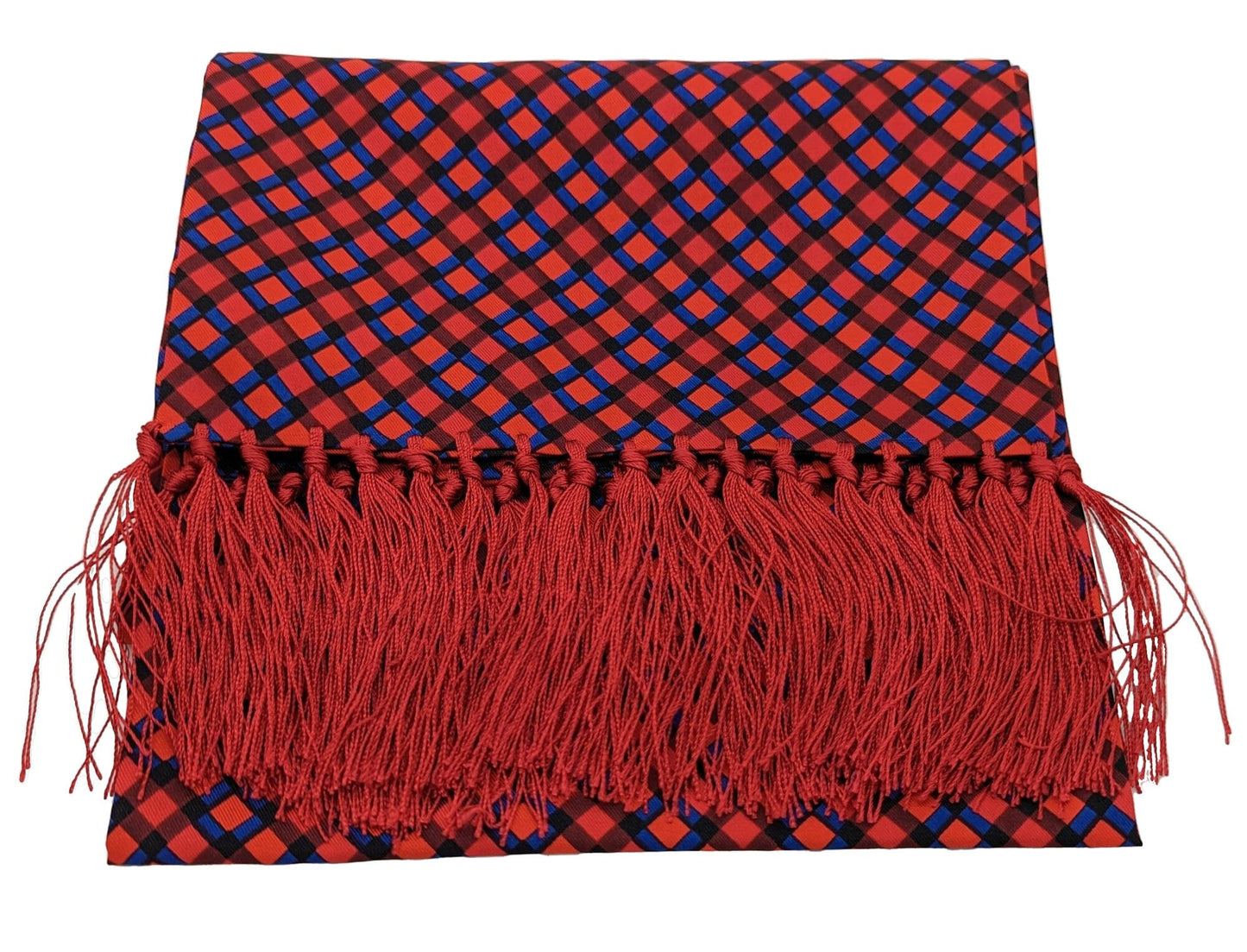 Red & Blue Diamond Silk Scarf - Scarves - - THREADPEPPER