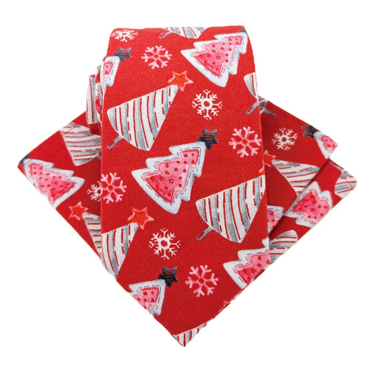 Red Christmas Trees Tie - Ties -